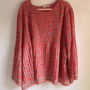Max Studio Pleated Floral Blouse 3x Ptp 30